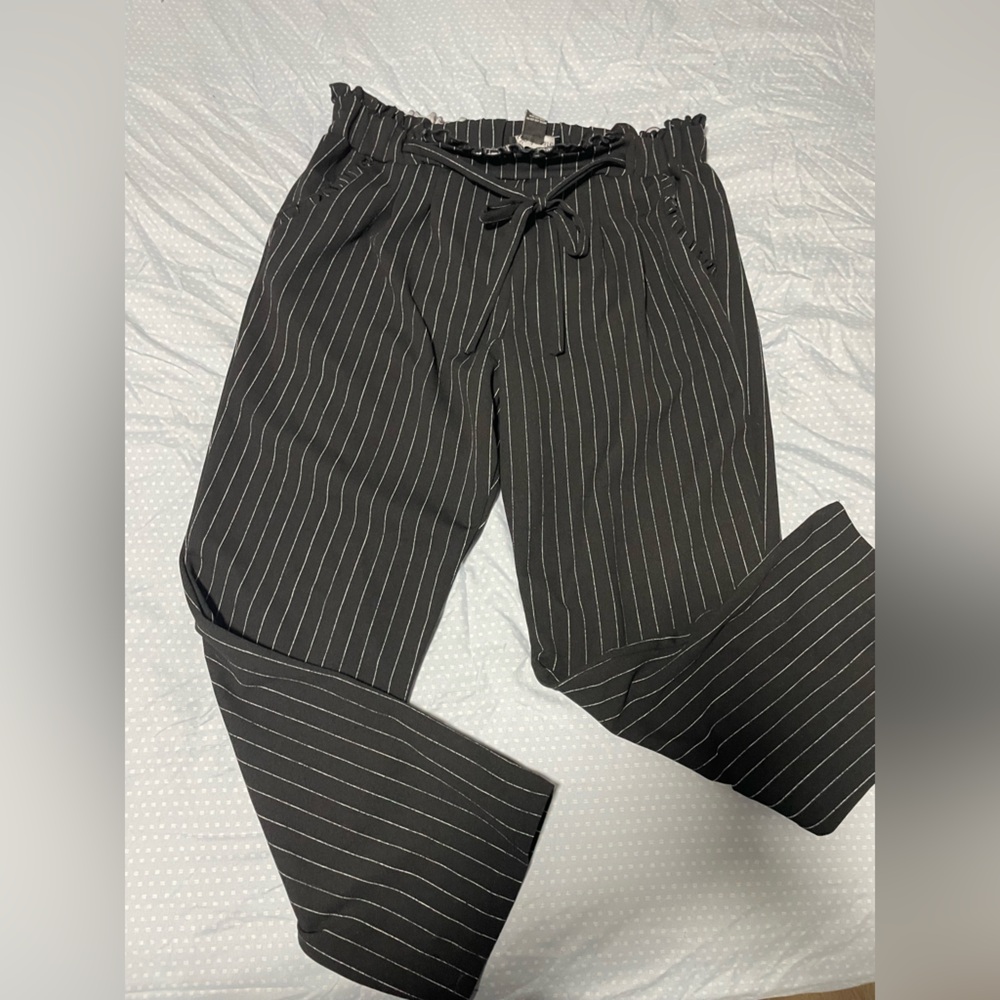 Soho Apparel Women's Black Pinstripe Trousers